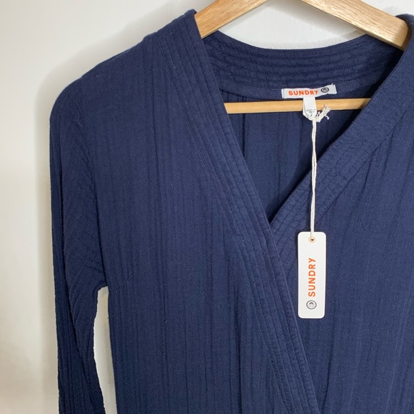 Anthropologie Sundry Navy Gauze Romper NWT - Picture 6 of 11